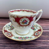 Coalport Broadway Maroon Tea Cup & Saucer