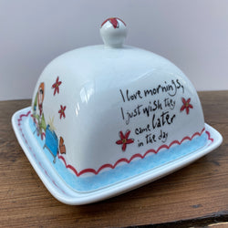 Johnson Bros Born To Shop Butter Dish - I Love Mornings