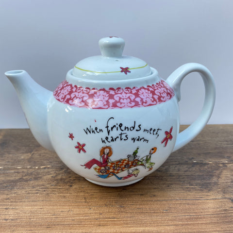Johnson Bros Born To Shop Teapot - When friends meet, hearts warm