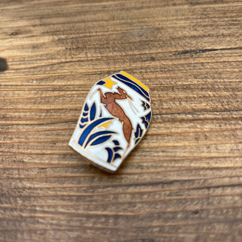Poole Pottery Traditional Ware Leaping Deer (TZ) Badge/Brooch - RARE