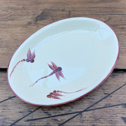 Poole Pottery Dragonfly Burgundy Oval Tea Plate