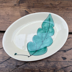 Poole Pottery Green Leaves Oval Tea Plate