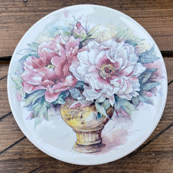 Poole Pottery Transfer Plate - Pink Flowers in Vase - Design 2