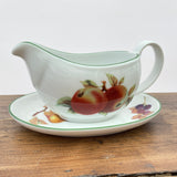 Royal Worcester Evesham Vale Gravy/Sauce Boat & Stand