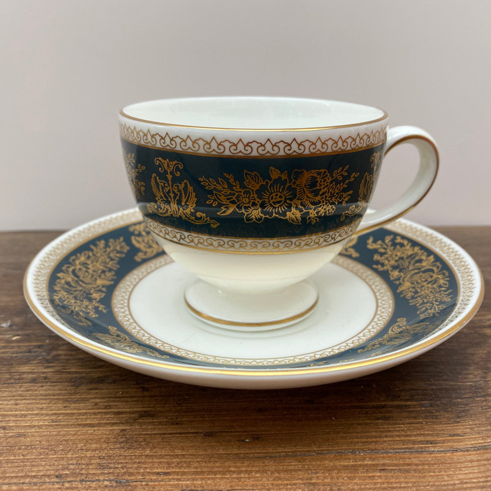 Wedgwood Columbia Blue Gold Tea Cup Leigh Shape MrPottery