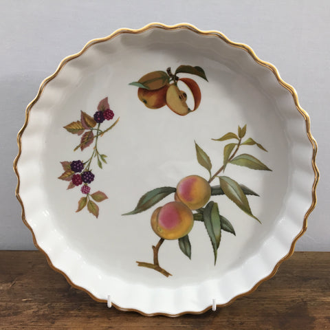 Royal Worcester Evesham Gold 10.5" Flan/Quiche Dish, Peach, Apple, Blackberry