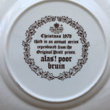 Coalport 1978 Christmas Plate - Alas Poor Bruin