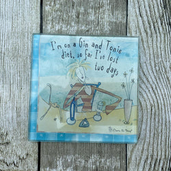 Johnson Brothers, Born To Shop Glass Coaster I'm on a Gin and Tonic diet