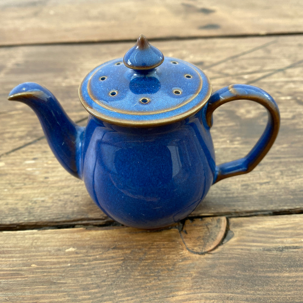 Denby Imperial Blue Pepper Pot Teapot Shape RARE MrPottery denby-imperial-blue-pepper-pot-teapot-shape-rare-mrpottery