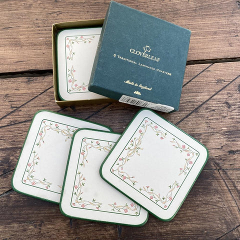 Johnson Bros Eternal Beau Boxed Set of 6 Coasters (Green Trim)