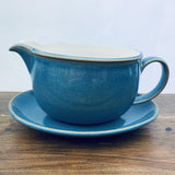 M & S Hamilton Blue Gravy Boat & Stand