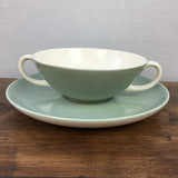 Poole Pottery Celadon Soup Cup & Saucer