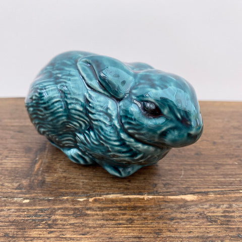 Poole Pottery Blue Glaze Rabbit - Resting