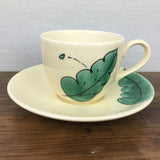Poole Pottery Green Leaves Tea Cup & Saucer