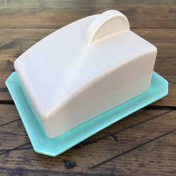 Poole Pottery Ice Green & Mushroom Streamline Cheese Dish