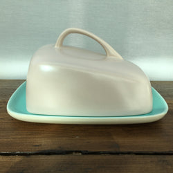 Poole Pottery Ice Green & Mushroom Cheese Dish - Contour Shape