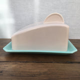 Poole Pottery Ice Green & Mushroom Cheese Dish - Streamline Shape