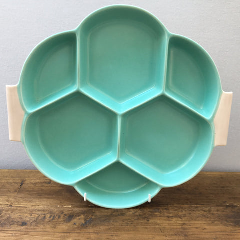 Poole Pottery Ice Green & Mushroom Round Hors D'oeuvre DIsh