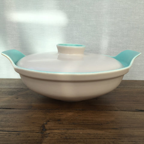 Poole Pottery Ice Green & Mushroom Lidded Serving Dish (Green Knob)