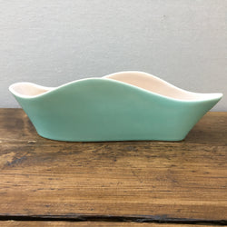 Poole Pottery Ice Green & Mushroom Wavy Posy Trough