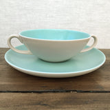 Poole Pottery Ice Green & Mushroom Soup Cup & Saucer