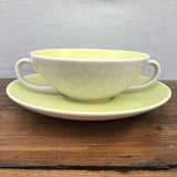 Poole Pottery Lime Yellow & Seagull Soup Cup & Saucer