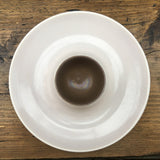 Poole Pottery Twintone Mushroom & Sepia Egg Cup & Integrated Saucer