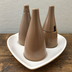 Poole Pottery Sepia & Mushroom Cruet Set - Small Cone Shape