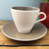Poole Pottery Twintone Sepia & Mushroom Breakfast Cup & Saucer (Narrow - Contour)