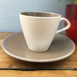 Poole Pottery Twintone Sepia & Mushroom Narrow Contour Tea Cup & Saucer