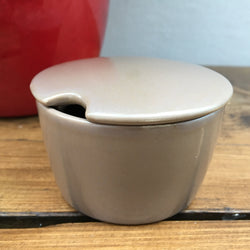 Poole Pottery Twintone Sepia & Mushroom Mustard Pot with Flat Lid