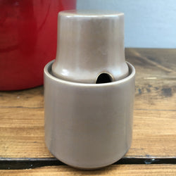 Poole Pottery Twintone Mushroom & Sepia Mustard Pot (Tiered)