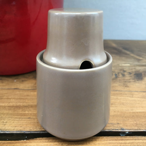 Poole Pottery Twintone Mushroom & Sepia Mustard Pot (Tiered)