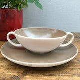 Poole Pottery Mushroom & Sepia Soup Cup & Saucer