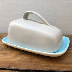 Poole Pottery Sky Blue & Dove Grey Cheese Dish (Contour Shape)