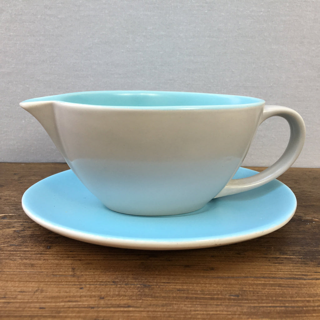 Poole Pottery "Twintone Sky Blue & Dove Grey" Gravy Boat (Streamline