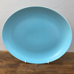 Sky Blue & Dove Grey Oval Steak Plate 11"