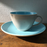 Poole Pottery Sky Blue & Dove Grey Wide Tea Cup & Saucer (Streamline)