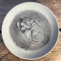 Poole Pottery Stoneware 5" Plate - Puppy Sleeping on Slipper