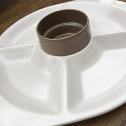 Poole Pottery Twintone Sepia & Mushroom Crudités & Dip Tray