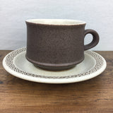 Purbeck Pottery Brown Diamond Tea Cup & Saucer