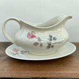 Royal Doulton Pillar Rose Gravy Boat & Stand