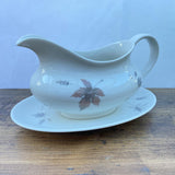 Royal Doulton Tumbling Leaves Gravy/Sauce Boat & Stand