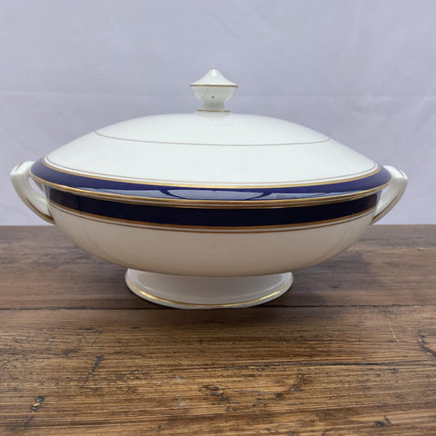 Royal Worcester Howard Cobalt Blue Gold Trim Lidded Serving Dish