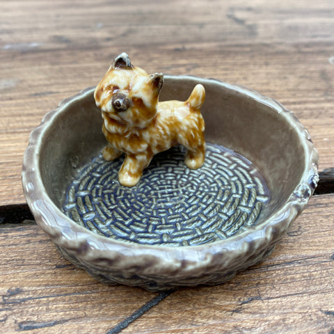 Wade Whimsies Cairn Terrier Standing in Basket