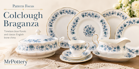 Colclough Braganza, Blue Flowers, Gold Trim and a Little TV Fame