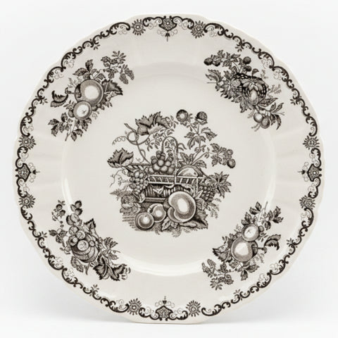 Mason's Fruit Basket Black Dinner Plate