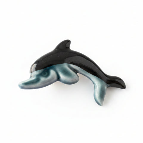 Poole Pottery Blue Dolphin Glaze Brooch