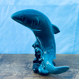Poole Pottery « Blue Dolphin Glaze » Grand Saumon - RARE