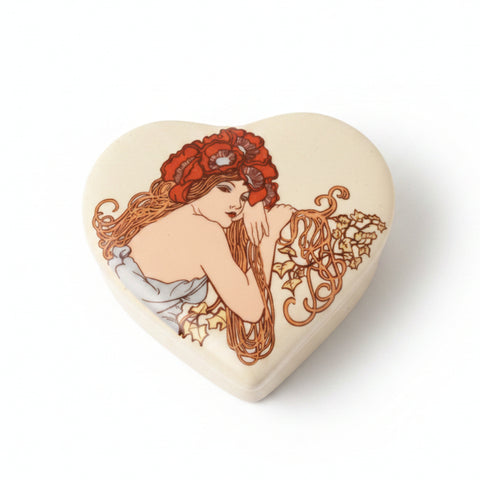 Poole Pottery Fleurie Heart Shaped Trinket Box